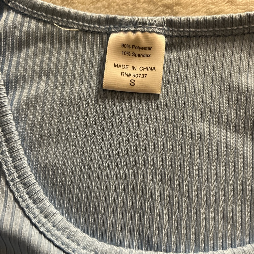 Light Blue Ribbed Tank Top - Picture 2 of 3
